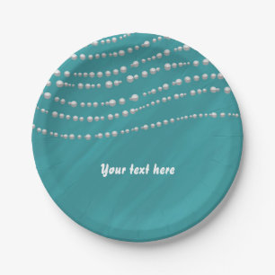 Assiettes En Carton Bleu de turquoise et Fête de la mariée élégante de