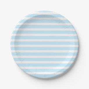 Assiettes En Carton Bleu en pastel et le blanc barre les plaques à