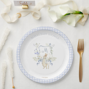 Assiettes En Carton Bleu En vichy Peter le Baby shower Rabbit MUTED BL