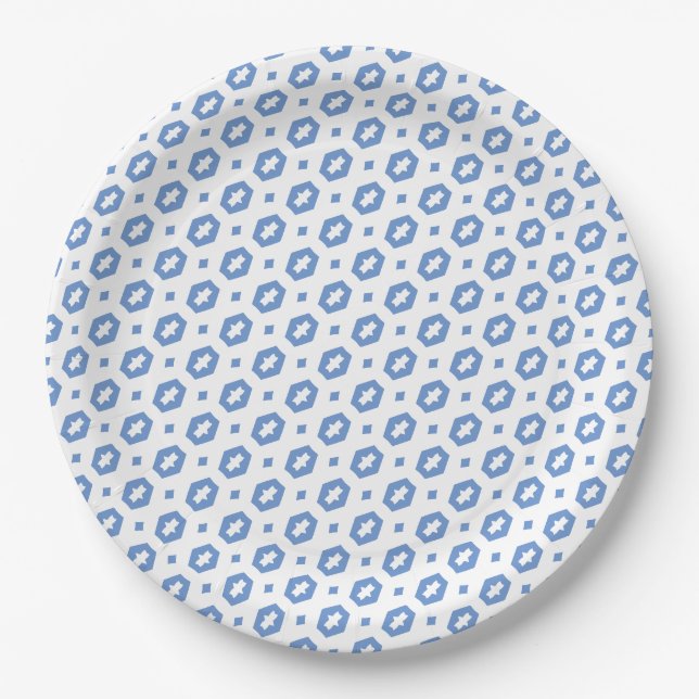 Assiettes En Carton Bleu et blanc de Cornflower : Geometriana (Devant)