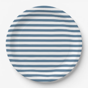 Assiettes En Carton Bleu et blanc d'Indigo - Nautique