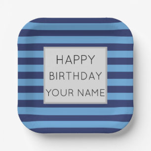 Assiettes En Carton Bleu Et Bleu Clair Défilé Joyeux Anniversaire