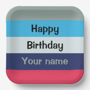 Assiettes En Carton Bleu Et Bourgogne Joyeux Anniversaire