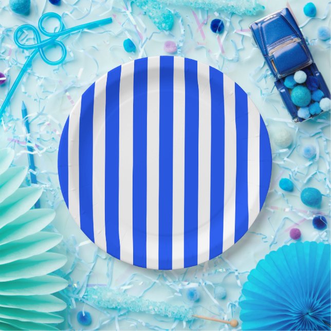 Assiettes En Carton Bleu et Motif blanc pour voiles verticales (Fête)