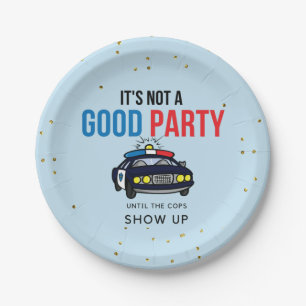 Assiettes En Carton Bleu et Rouge Fantaisie Cops Montrer Plaque Papier