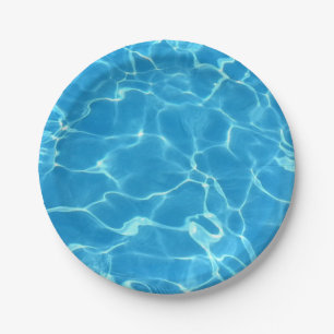 Assiettes En Carton Bleu étincelant Piscine Bleu Eau Aquatique