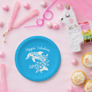 Assiettes En Carton Bleu fabuleux de Hawaiian Dolphin Flippin