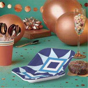 Assiettes En Carton bleu foncé étoiles texture mode cool nuit garçon c
