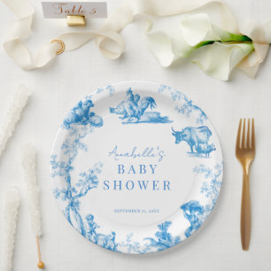 Assiettes En Carton Bleu France Pays Ferme Baby shower animal