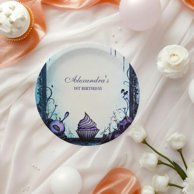 Assiettes En Carton Bleu gothique Éffrayant UN Anniversaire (Créateur téléchargé)