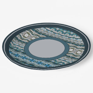 Assiettes En Carton Bleu marine avec motif gris