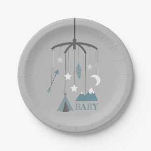 Assiettes En Carton Bleu moderne mobile de baby shower de huche de