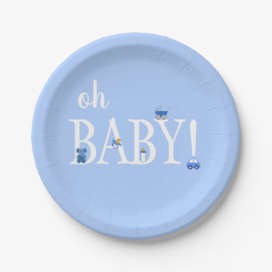 Assiettes En Carton Bleu Oh Baby Boy Baby shower Papier Personnalisé P