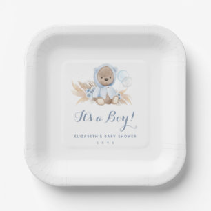 Assiettes En Carton Bleu Pampas Grass Boho Ours Douche Plaques en papi