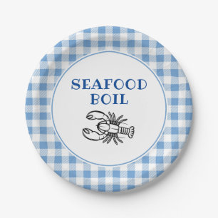 Assiettes En Carton Bleu Plaid Seafood Boisson Party