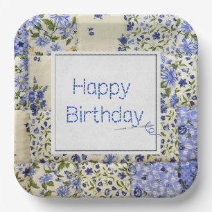 Assiettes En Carton Bleu Quilt d'anniversaire avec Aiguille