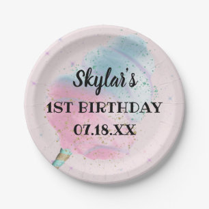 Assiettes En Carton Bleu rose Coton Bonbon BronzeParties scintillant o