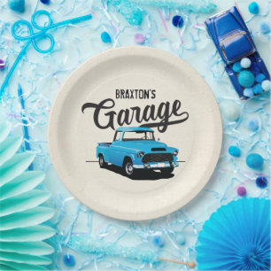 Assiettes En Carton Bleu Vintage Camion Anniversaire Plaques papier pe