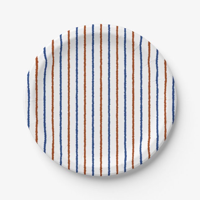 Assiettes En Carton Bleus Brown et marine avec lignes inégales (Devant)