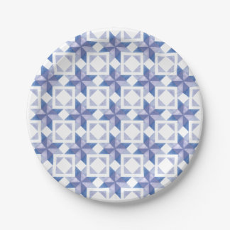 Assiettes En Carton Bloc de patchwork bleu