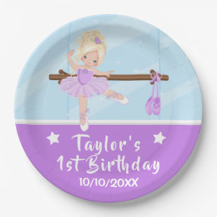 Assiettes En Carton Blonde Cheveux Ballerina Purple Tutu Anniversaire 