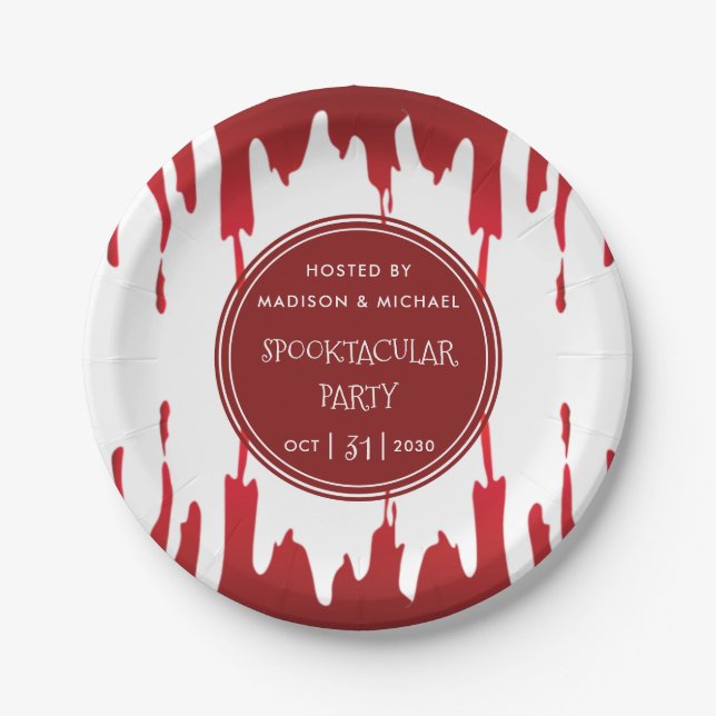 Assiettes En Carton Bloody Drives Halloween Red Scary (Devant)