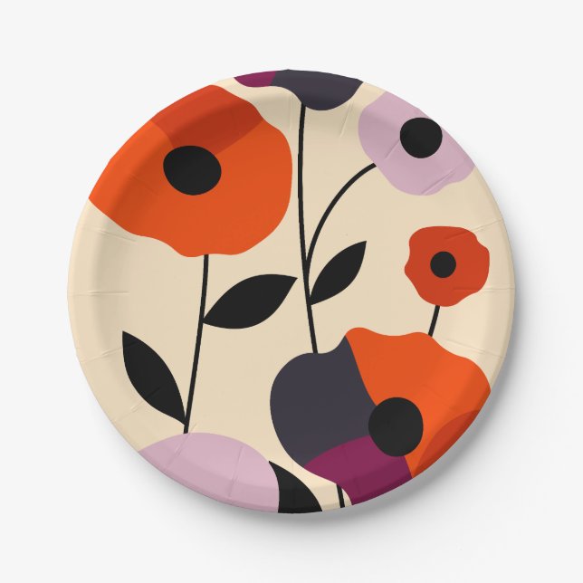 Assiettes En Carton Bloom minimal du pavot (Devant)