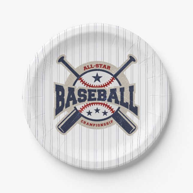 Assiettes En Carton Blue All Star Sport Baseball fête d'anniversaire (Devant)