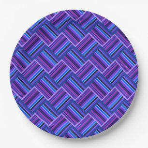 Assiettes En Carton Blue and purple stripes weave