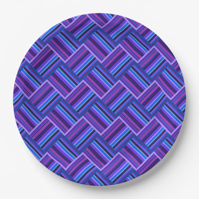 Assiettes En Carton Blue and purple stripes weave (Devant)