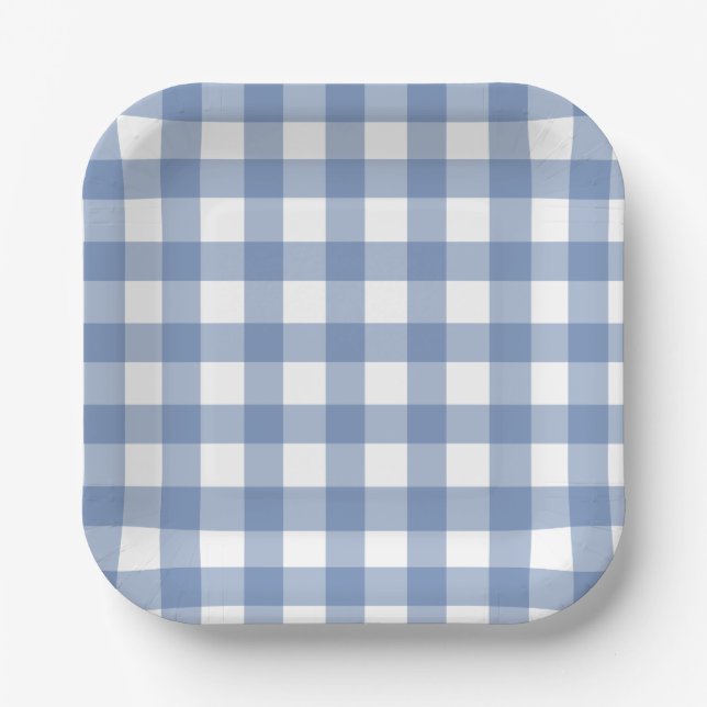 Assiettes En Carton Blue and White Dainty Buffalo Check (Recto)