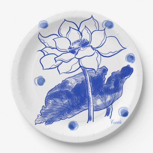 Assiettes En Carton blue and white　Japanese traditional　plate 紙皿 大 (Devant)