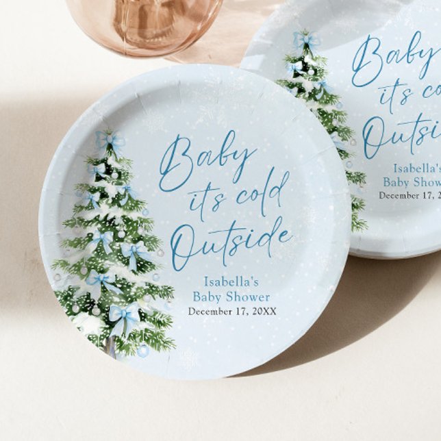Assiettes En Carton Blue Bows Boy Baby It's Cold Outside Baby shower (Créateur téléchargé)