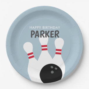 Assiettes En Carton Blue Boy Bowling Anniversaire