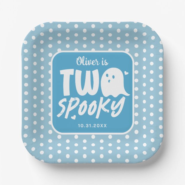 Assiettes En Carton Blue Boy Deux Éffrayant Halloween 2e anniversaire (Recto)