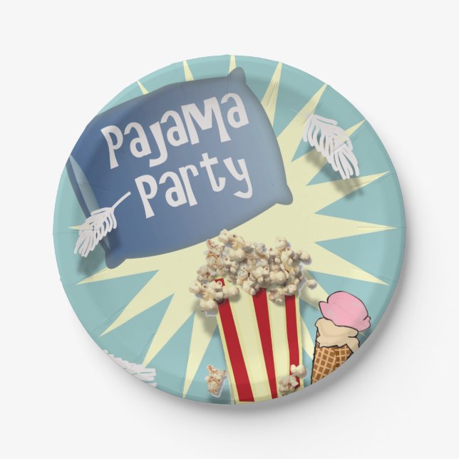 Assiettes En Carton Blue Boys Sleepover Pajama Party (Devant)