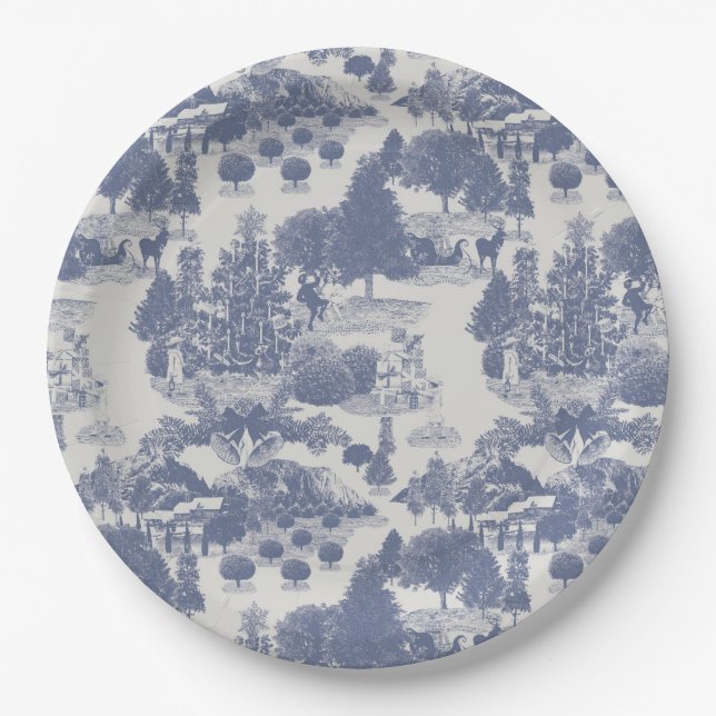 Assiettes En Carton Blue Christmas Winter Wonderland (Devant)
