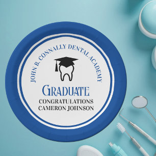 Assiettes En Carton Blue Dental School Custom Dentist Gradust Party