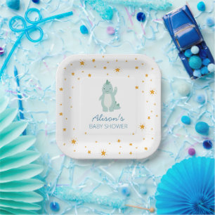 Assiettes En Carton Blue Dinosaur Twinkle Star Baby shower Boy Party