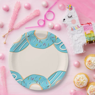 Assiettes En Carton Blue Donut Delight