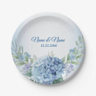 Assiettes En Carton Blue Floral Herbal Dusty Vintage Wedding Party