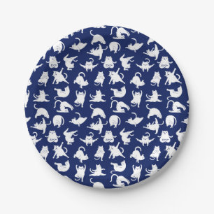 Assiettes En Carton Blue Funny Chat En Yoga Sports