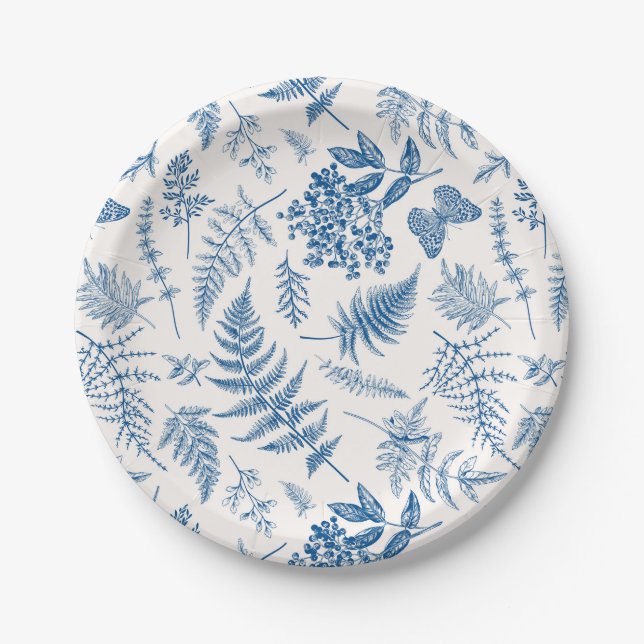 Assiettes En Carton Blue Garden Butterfly & Floral Garden Motif (Devant)