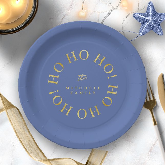 Assiettes En Carton Blue Gold Christmas Ho Ho Ho ID1009 (Créateur téléchargé)