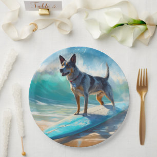 Assiettes En Carton Blue Heeler Beach Surfing Peinture