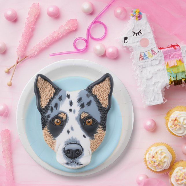 Assiettes En Carton Blue Heeler Chien 3D inspiré (Fête)