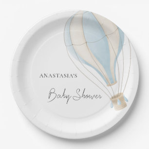 Assiettes En Carton Blue Hot Air Balloon Boy Baby shower