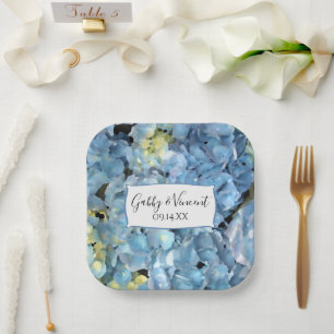 Assiettes En Carton Blue Hydrangea Floral Wedding