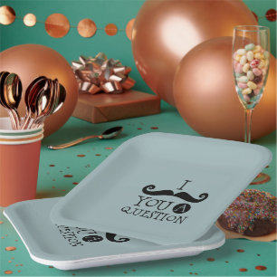 Assiettes En Carton Blue Mustache You A Question Humour Fête des pères