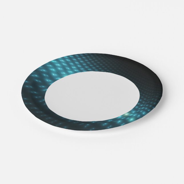 Assiettes En Carton Blue Orbs 3D (Angle)